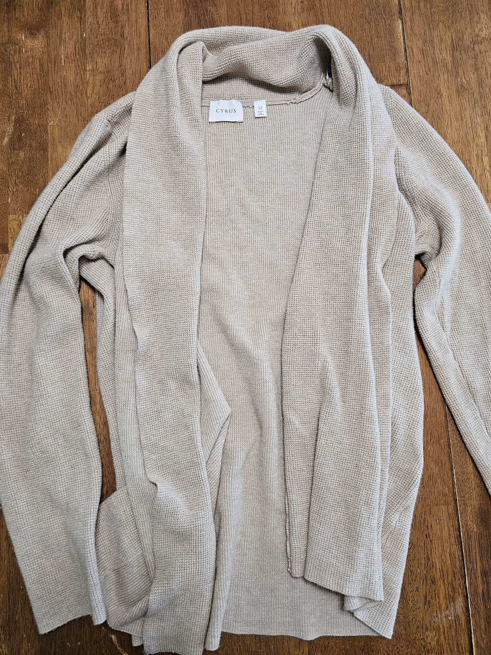 Cyrus Open-Front Cardigan in Taupe